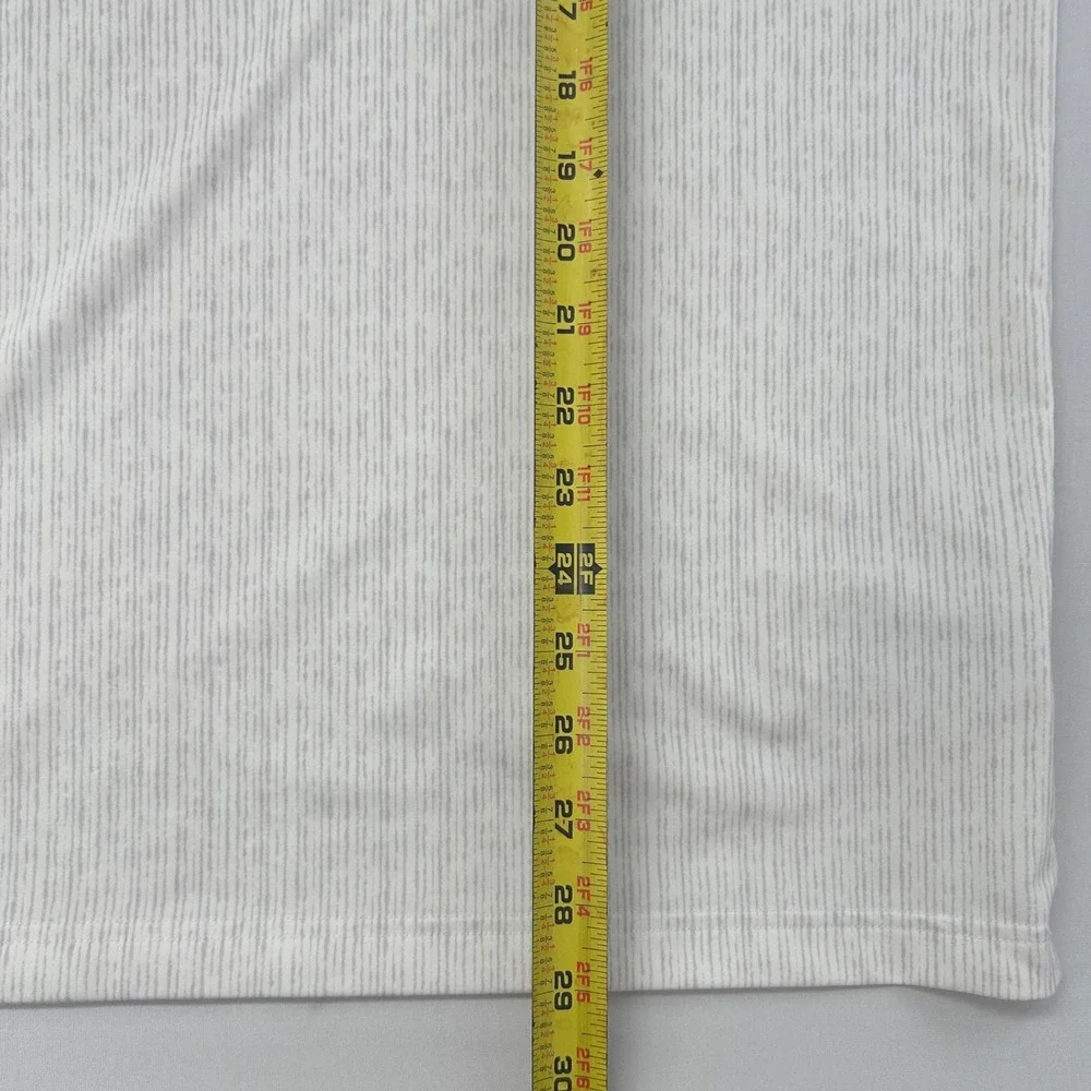 Adidas Golf Shirt Men M White Grey Striped Henley Banded Collar Short Sleeve